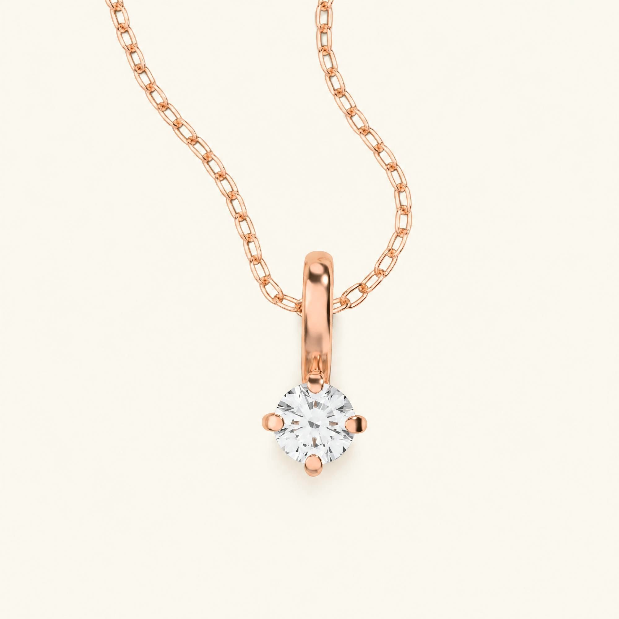 Collar solitario Saral diamante oro rosa 18 quilates