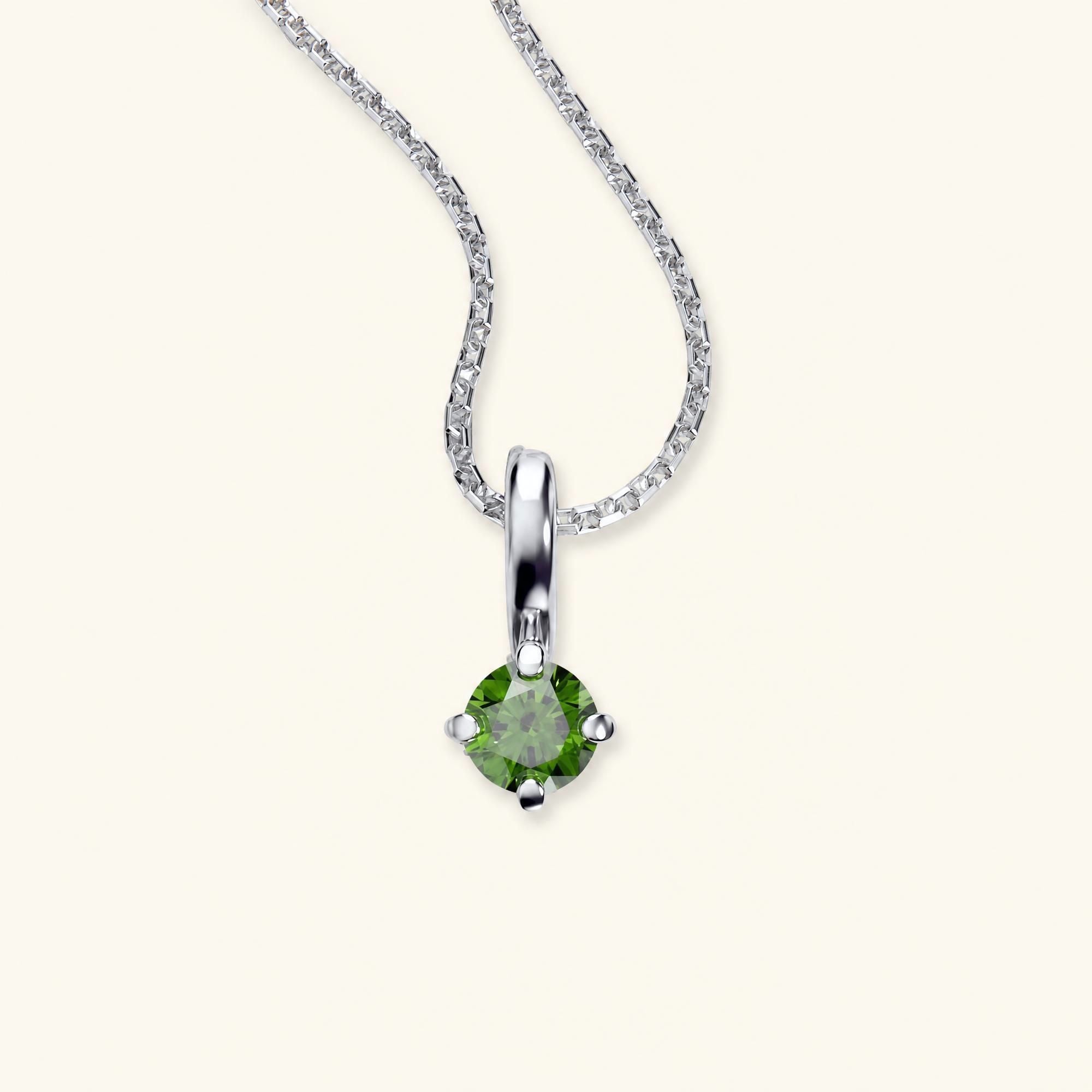 Collar diamante verde en oro blanco 18 quilates