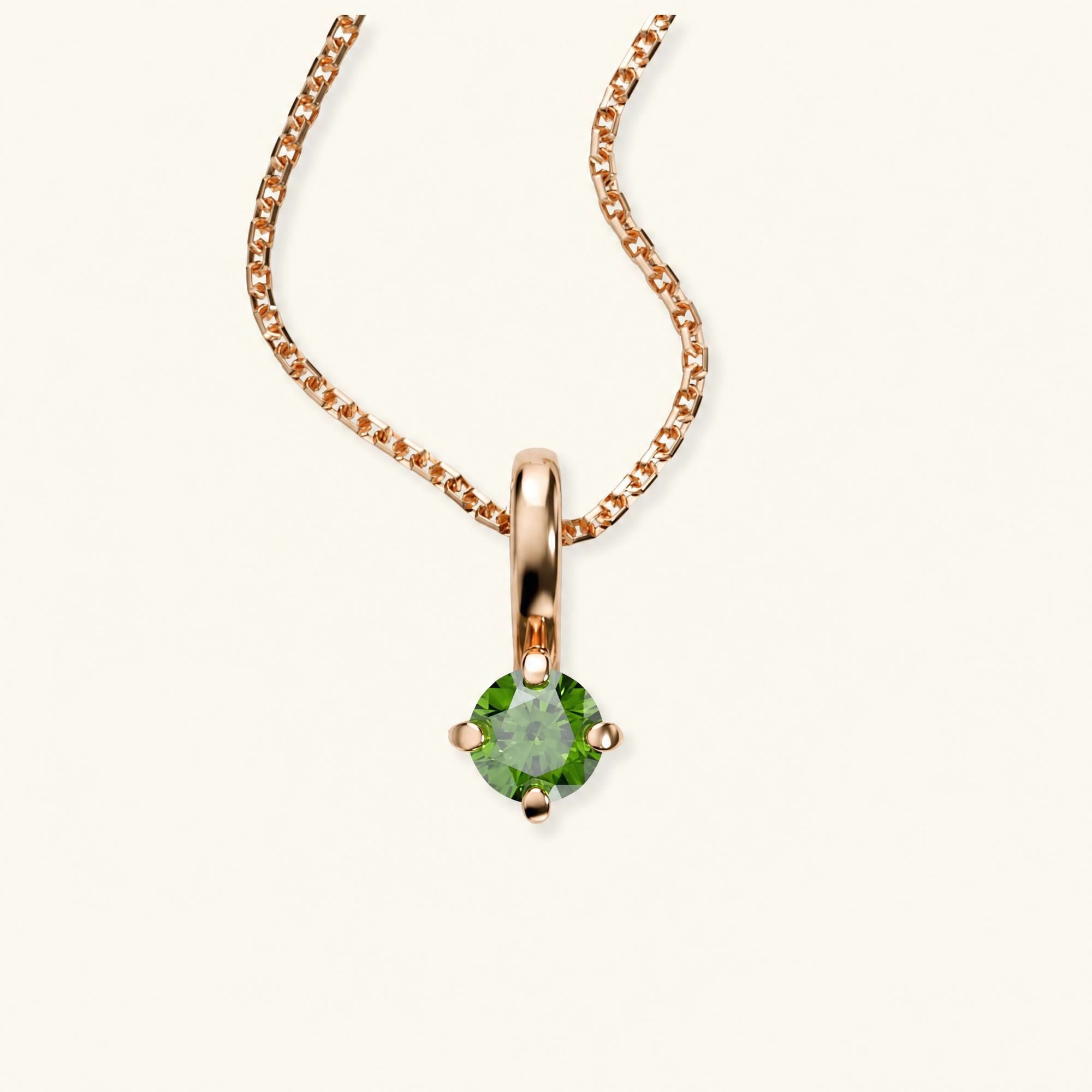 Collar diamante verde en oro rosa 18 quilates