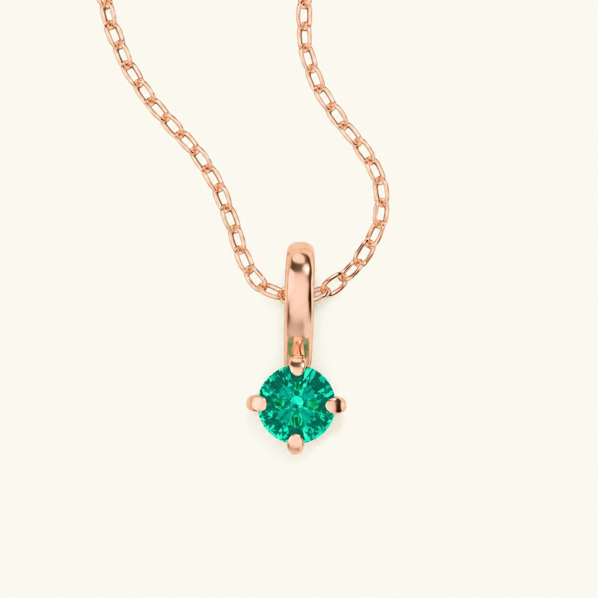Collar solitario esmeralda Saral en oro rosa