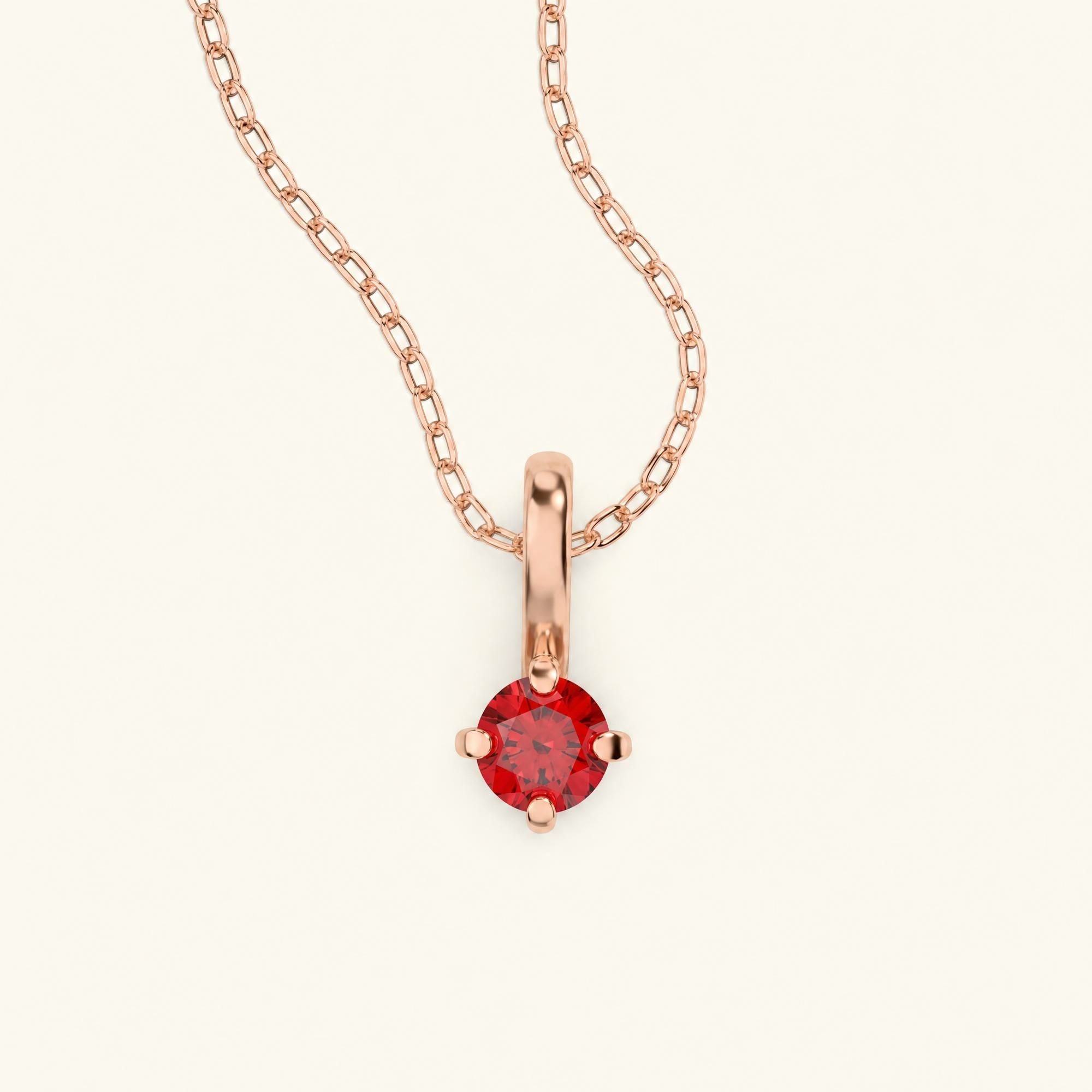 Collar solitario rubí Saral en oro rosa