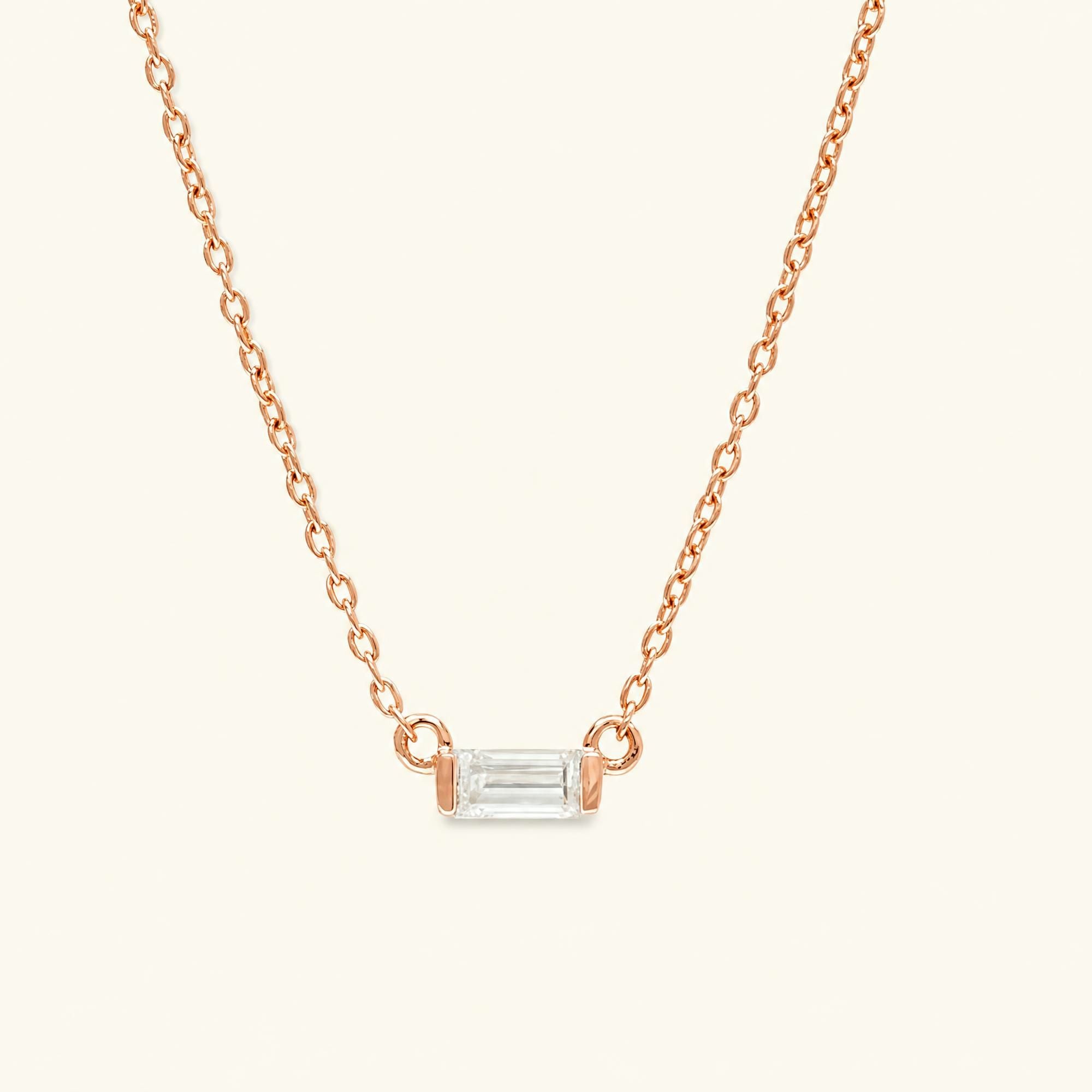 Collar Shanti talla baguette diamante en oro rosa
