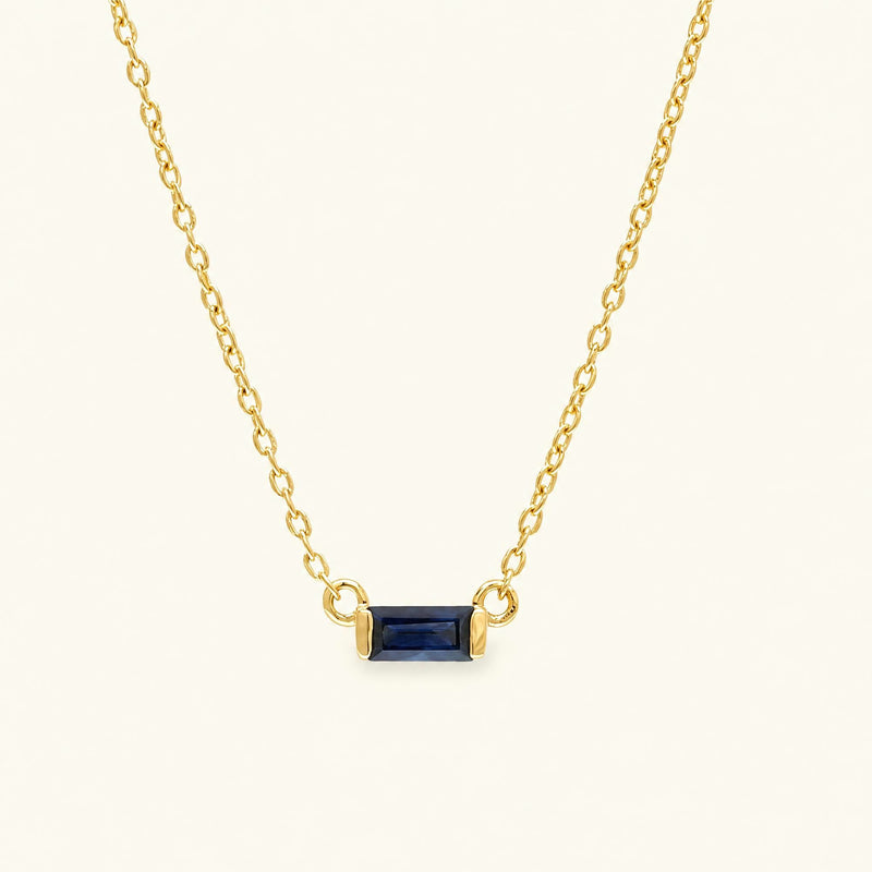 Collar Shanti talla baguette zafiro en oro amarillo