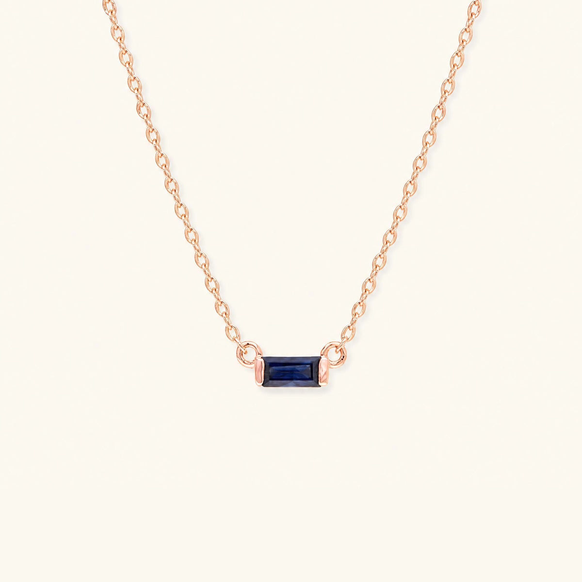 Collar Shanti talla baguette zafiro en oro rosa