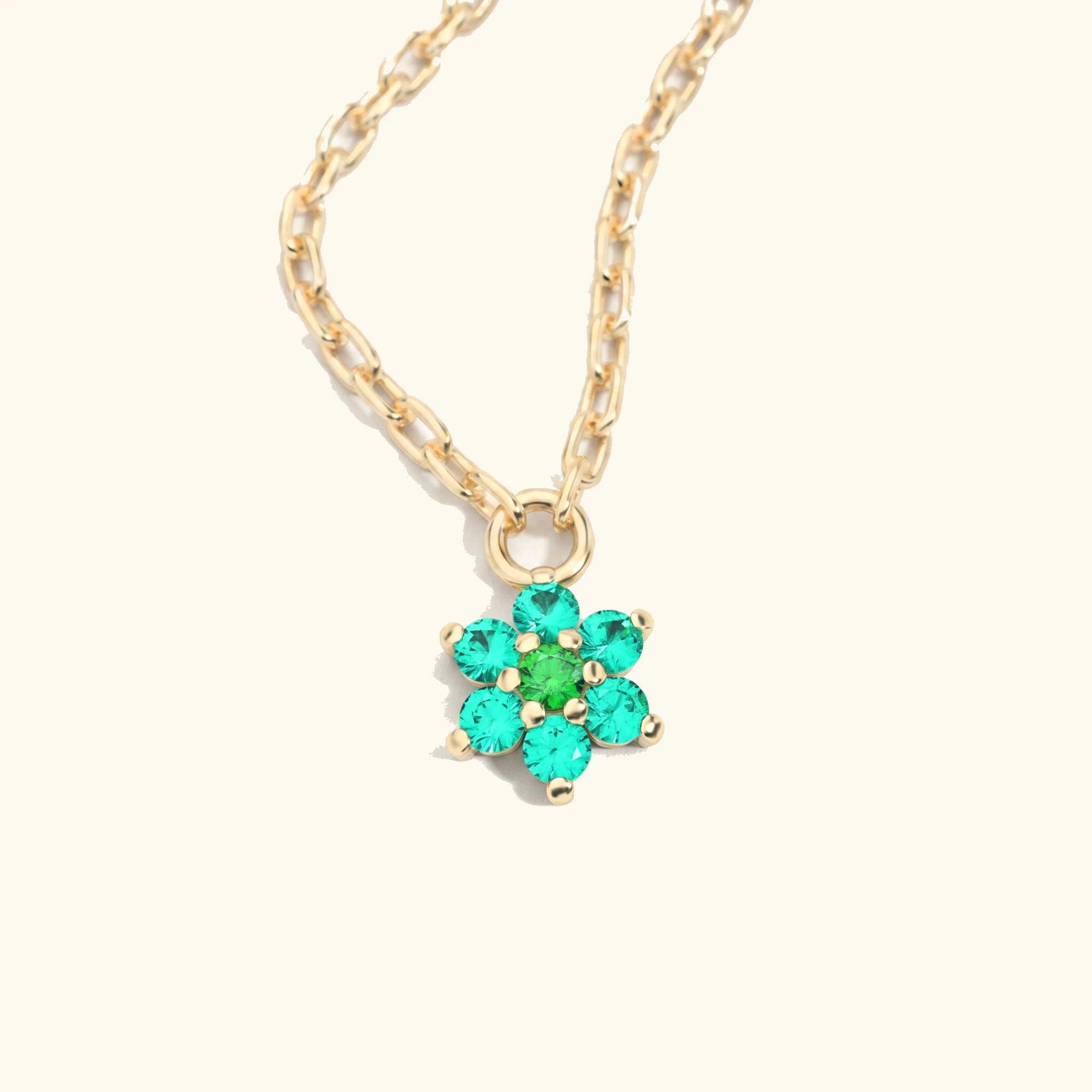 Collar Surya de oro amarillo con esmeralda
