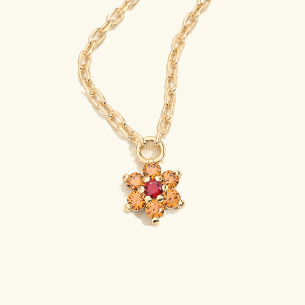 Collar Surya de oro amarillo con zafiro naranja