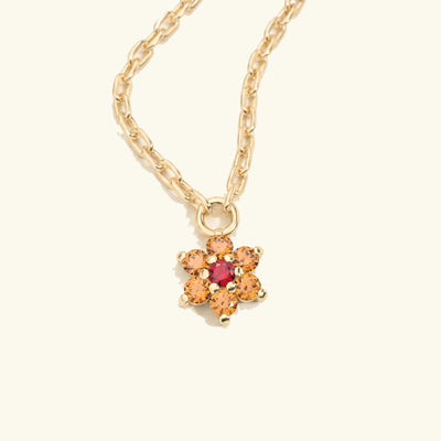 Collar Surya de oro amarillo con zafiro naranja