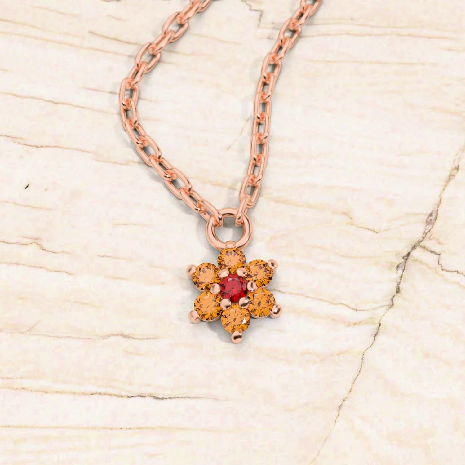 collier saphir orange surya or rose