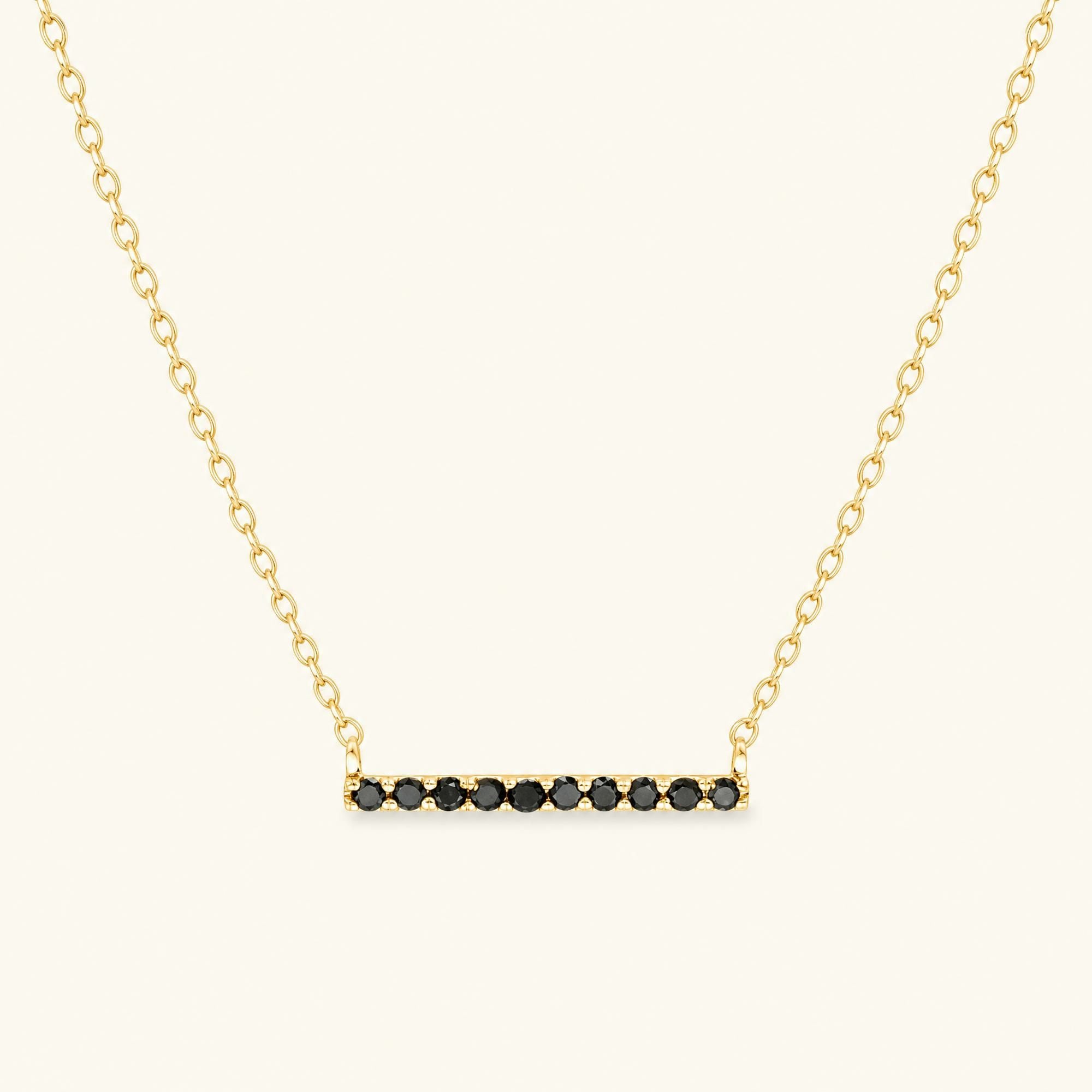 Collier bar diamant noir Ujala en or jaune
