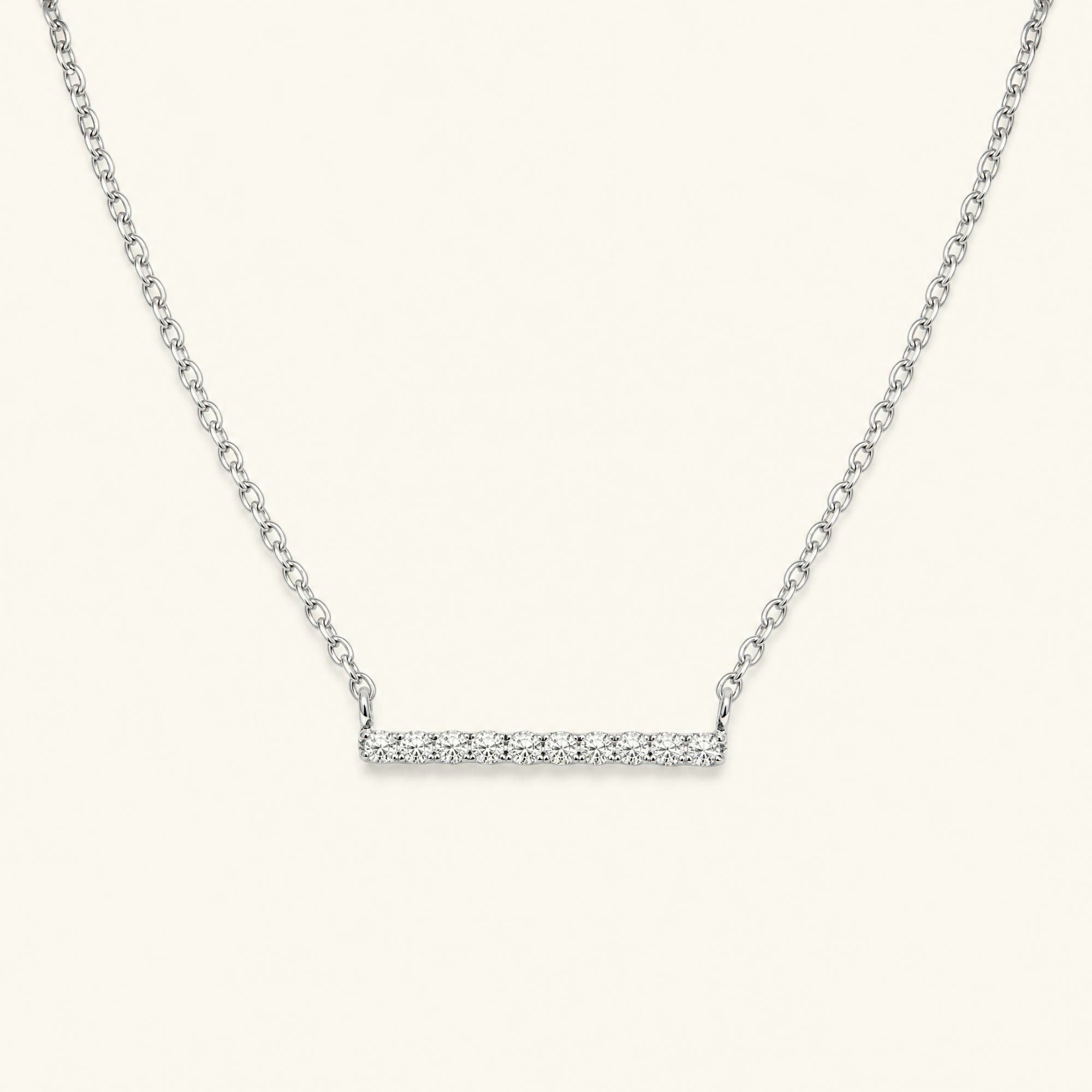 collier longue barre diamant en or blanc
