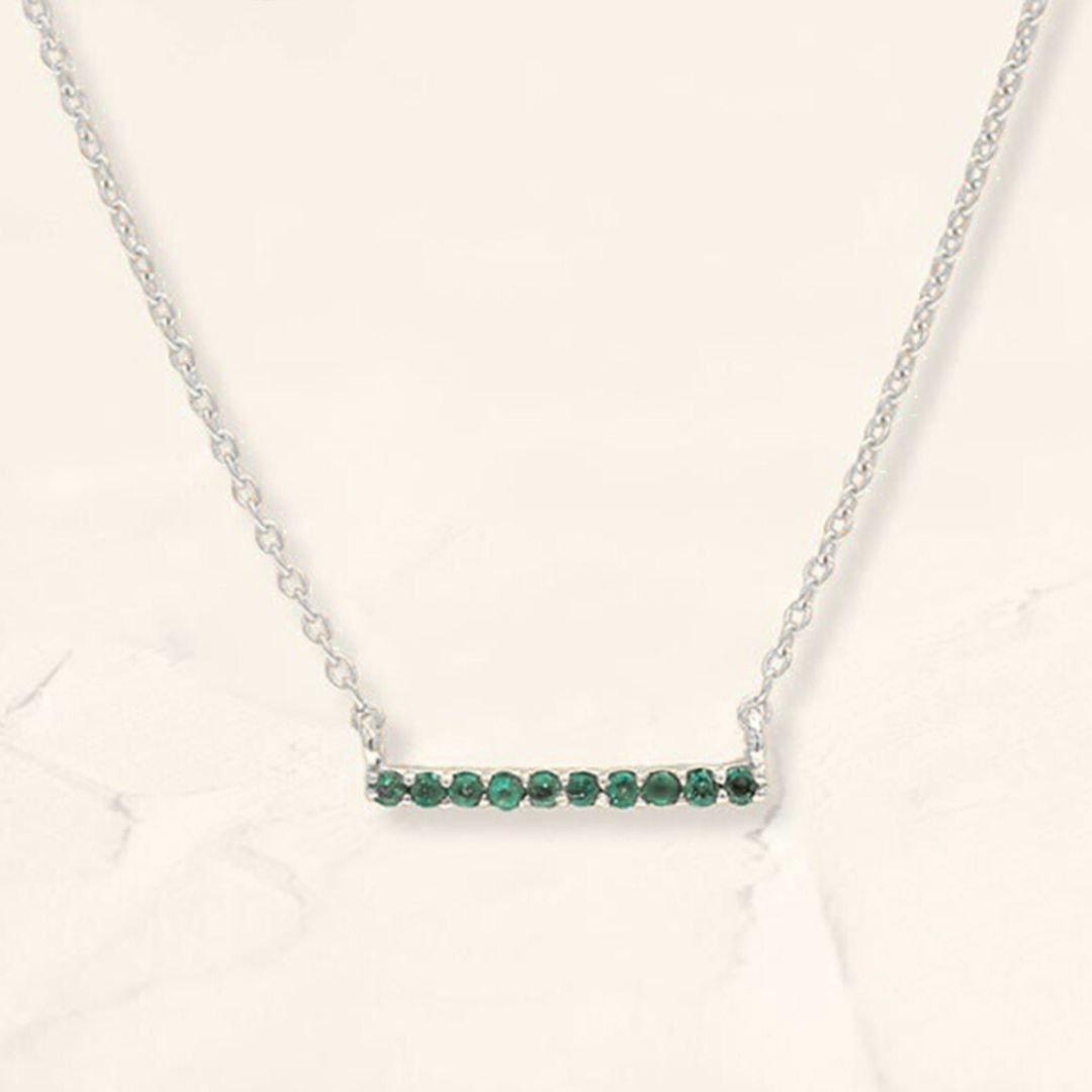 collier bar d'émeraude ujala or blanc
