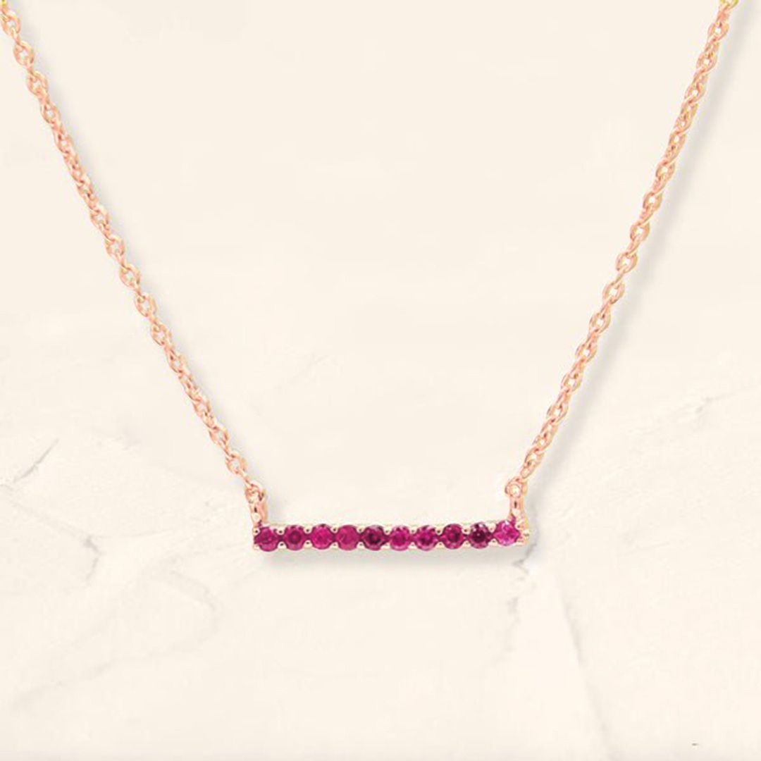 Collier bar Ujala en rubis et or rose