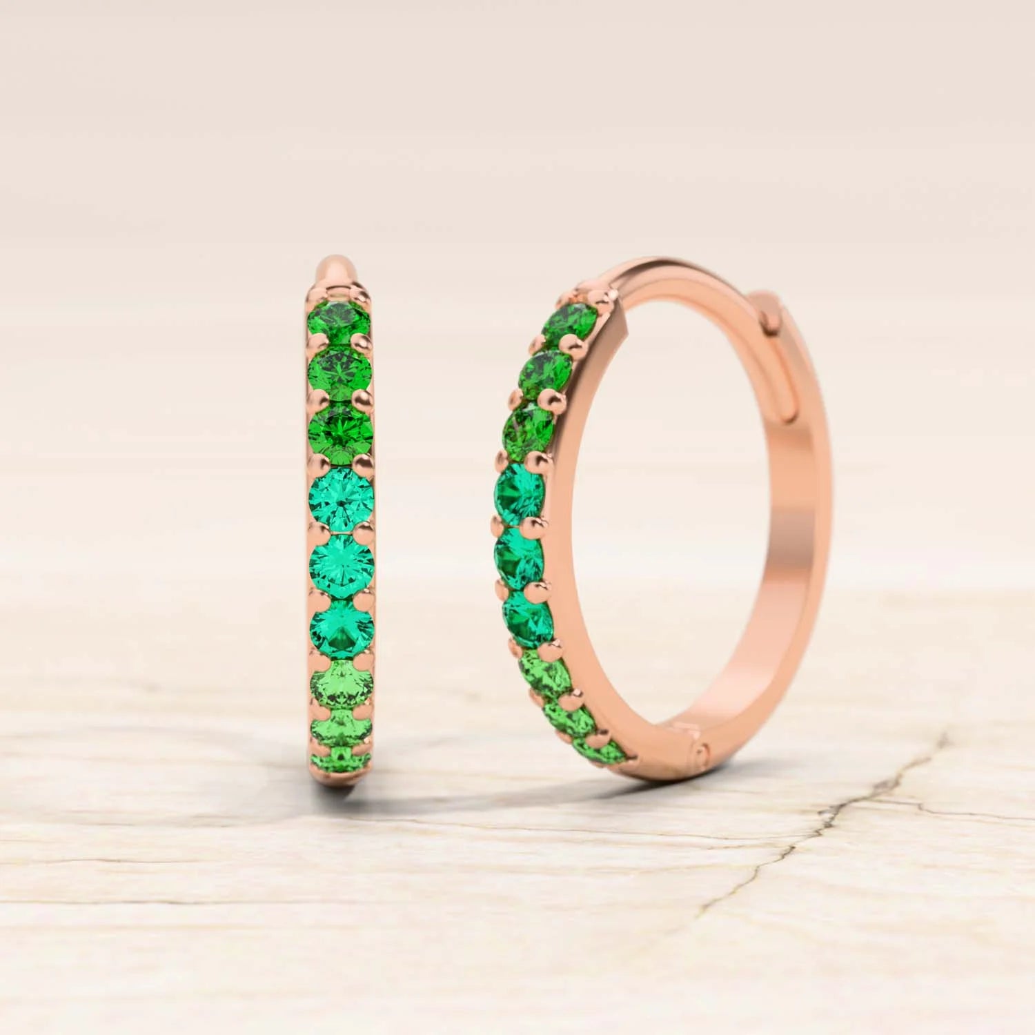 créoles jyoti emeraude pour femme or rose