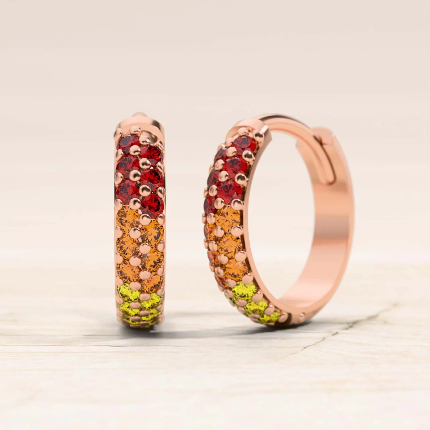 créoles lavani saphir orange or rose