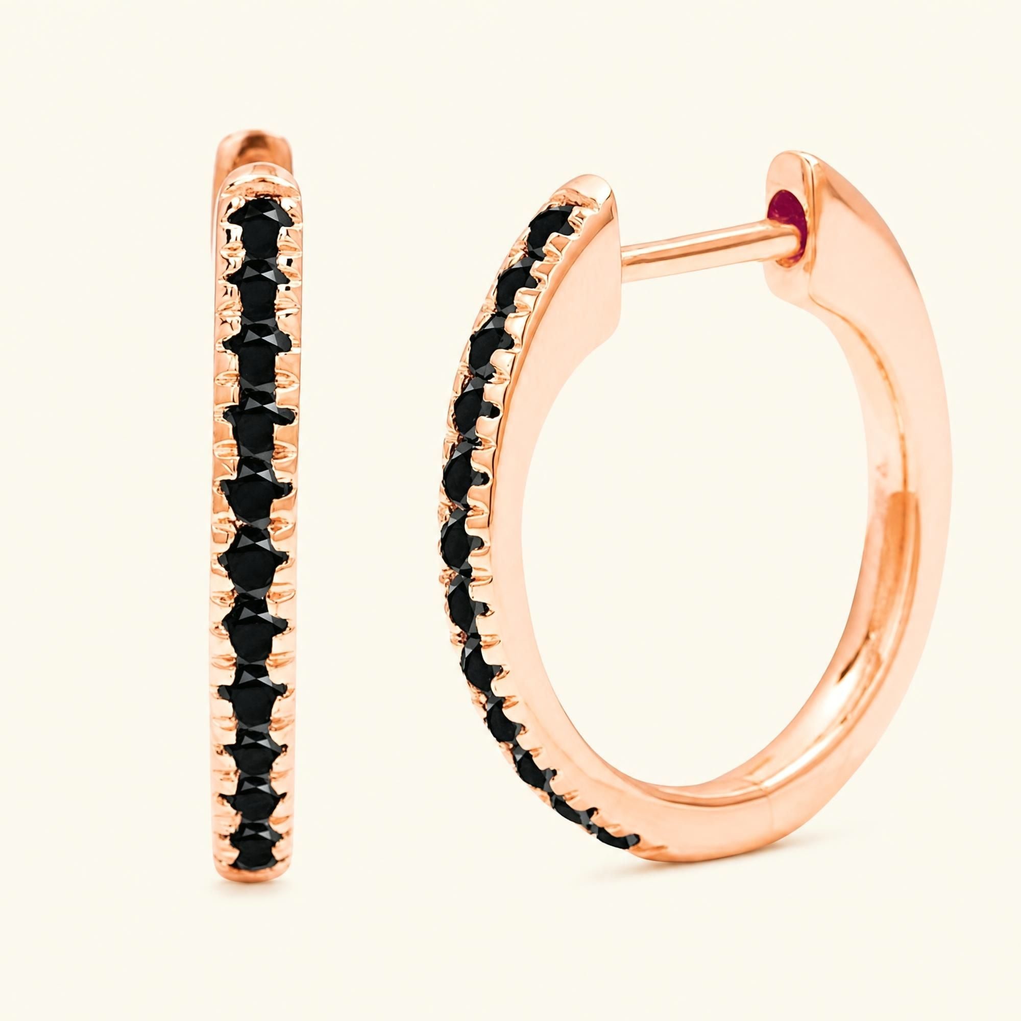 Aros Ujala diamante negro en oro rosa