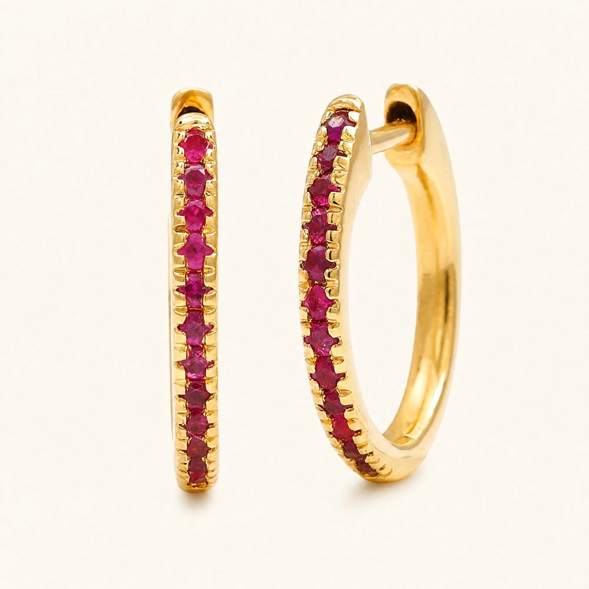 Aros Ujala Rubí - oro amarillo