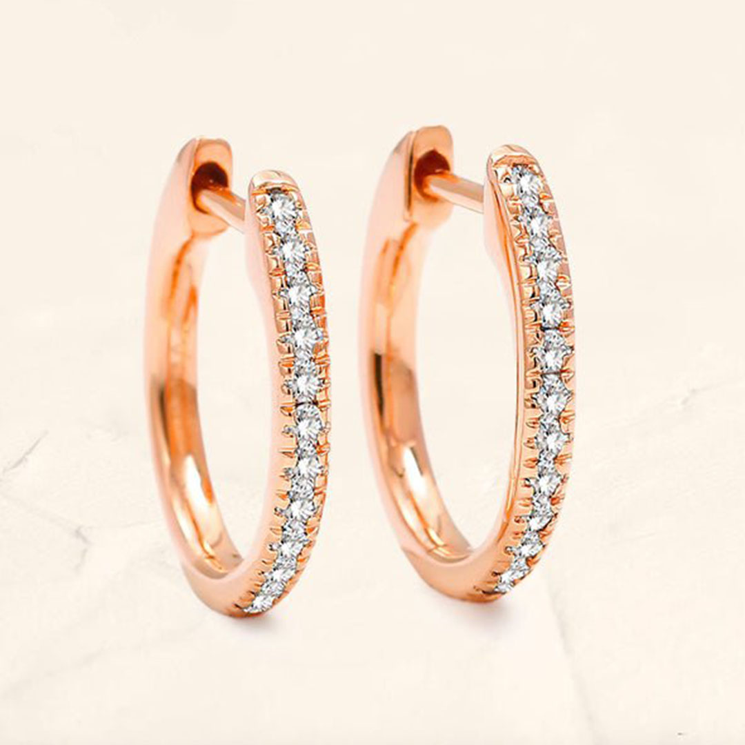 boucles d'oreilles en or rose 18 carats en diamant pour femme