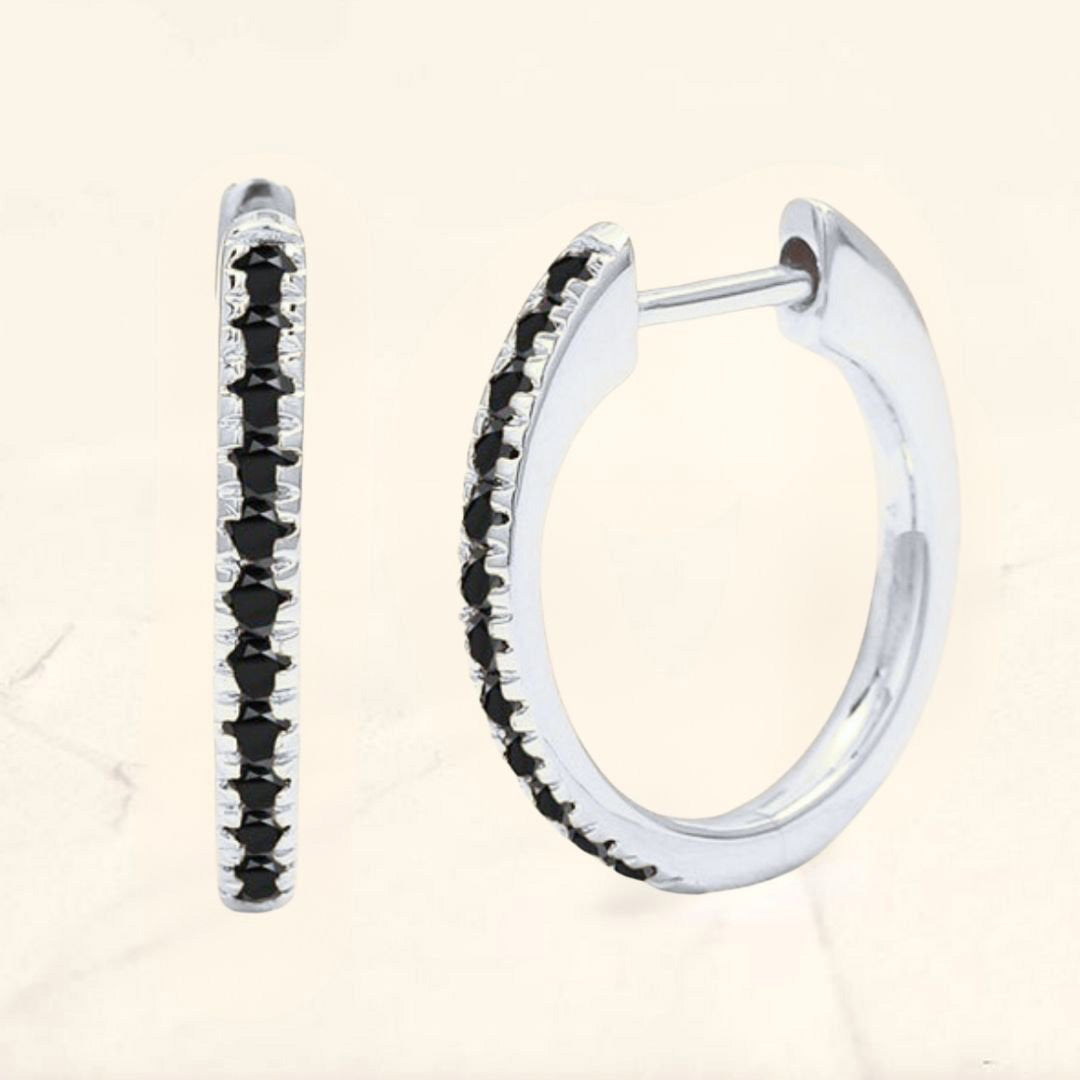 créoles diamant noir or blanc pour femme