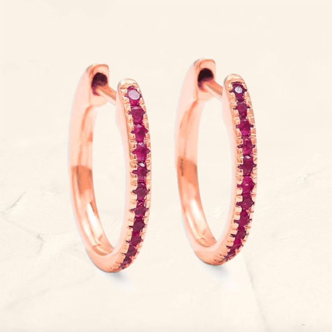 créoles ujala rubis or blanc pour femme