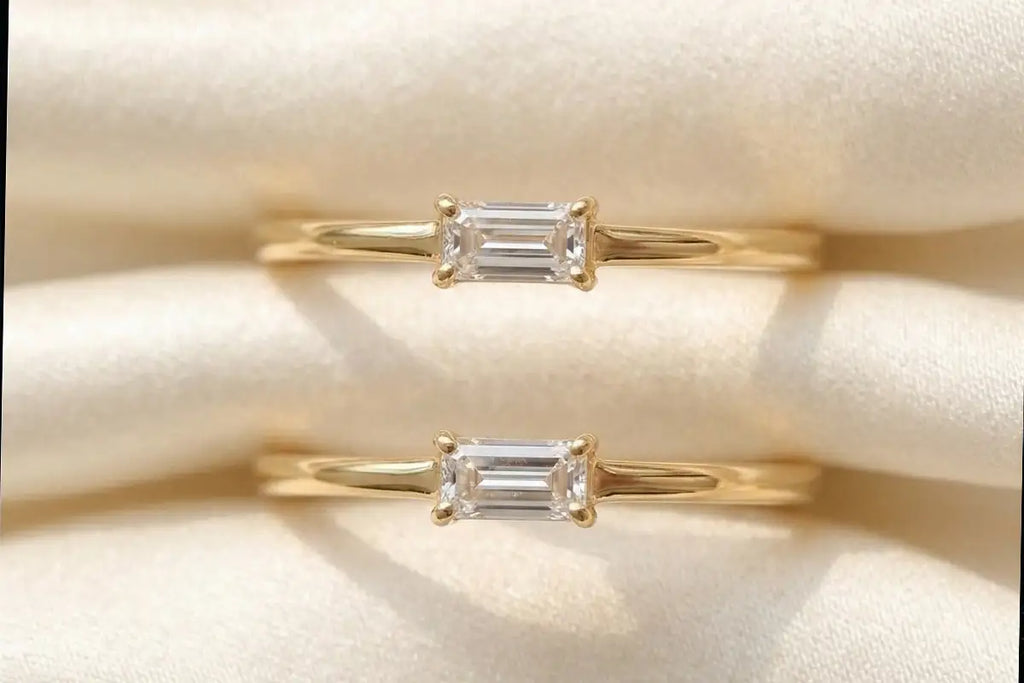 Comparación entre diamante natural y diamante de laboratorio, uno junto al otro