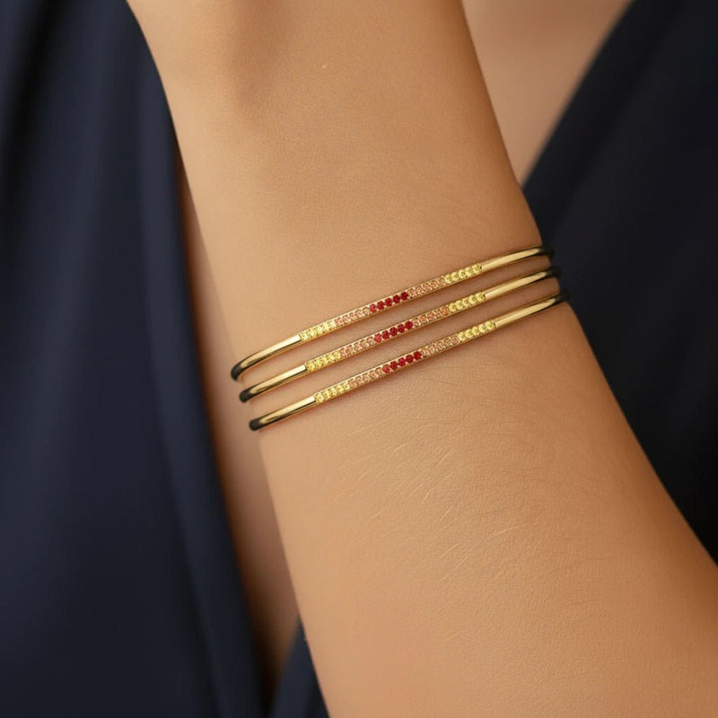 Brazalete rígido Tarang zafiro sunset oro amarillo mujer