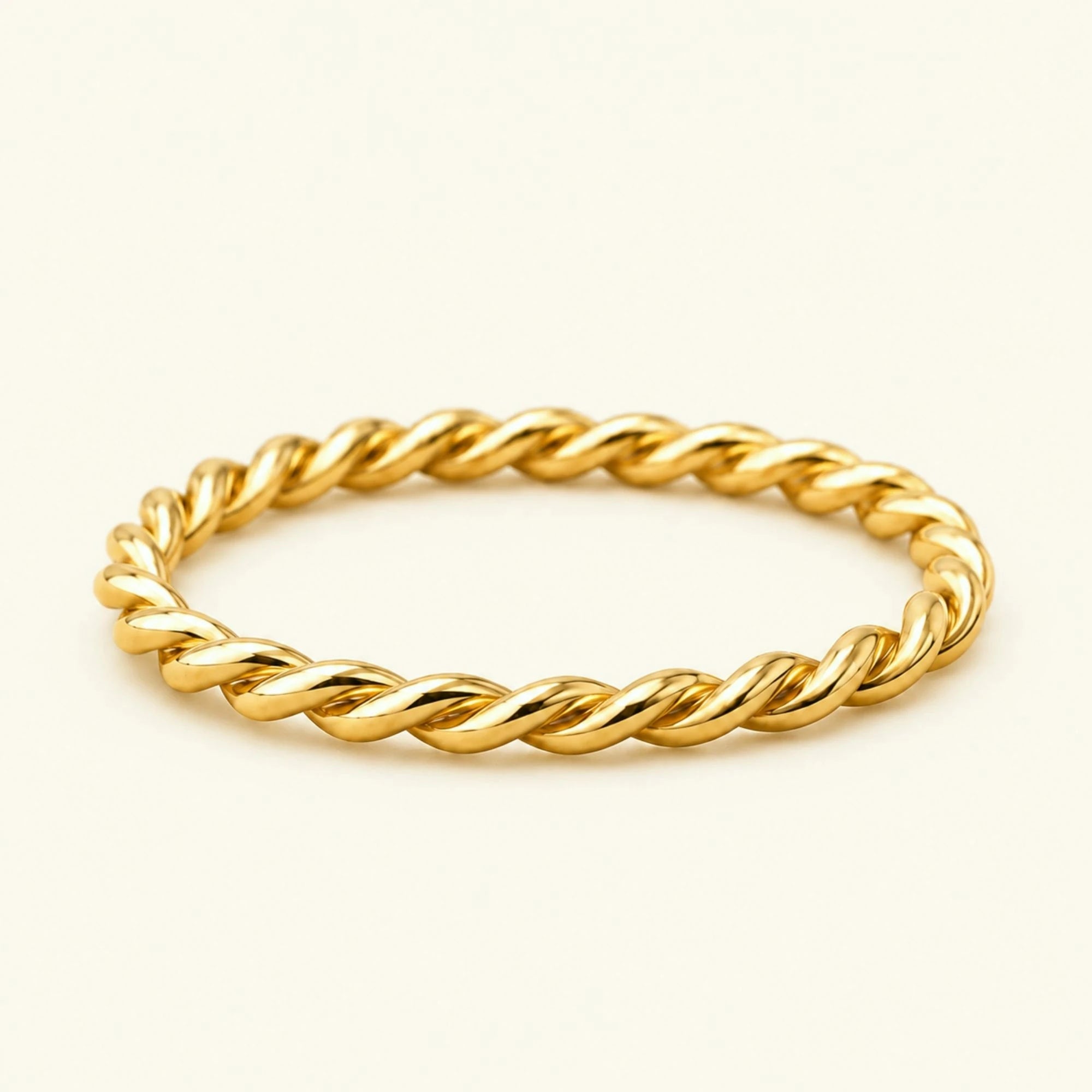 Alianza trenzada Musubi en oro amarillo de 18 quilates, anillo fino efecto cuerda