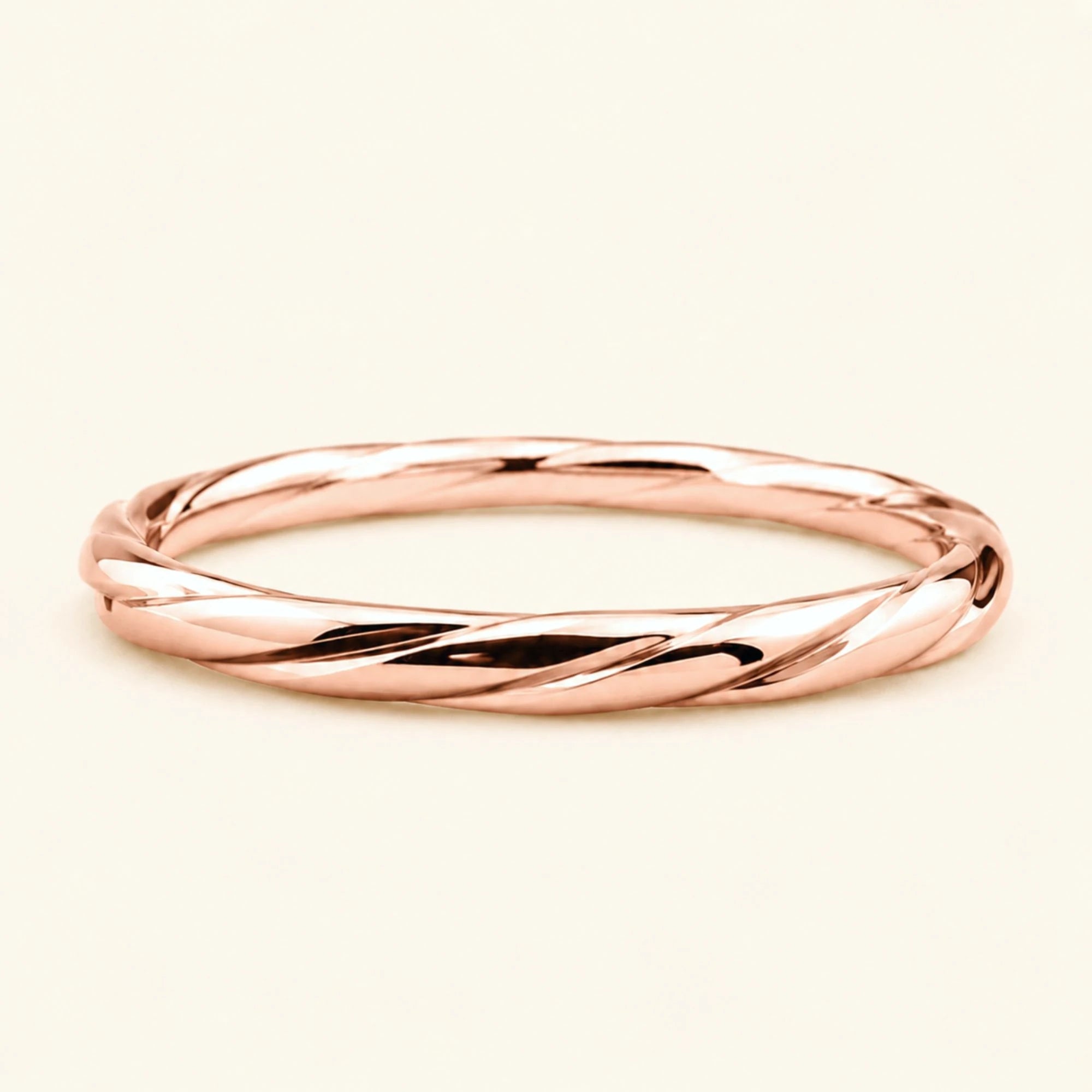 Alianza trenzada de hombre Vasuki en oro rosa de 18 quilates, anillo enroscado