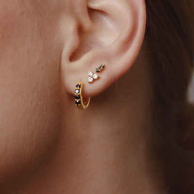 créoles en diamant noir or vermeil