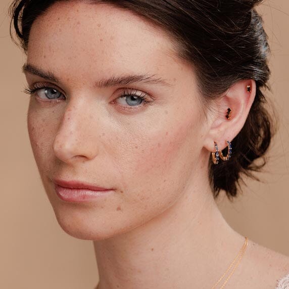 ensemble boucles d'oreilles en saphir baguette