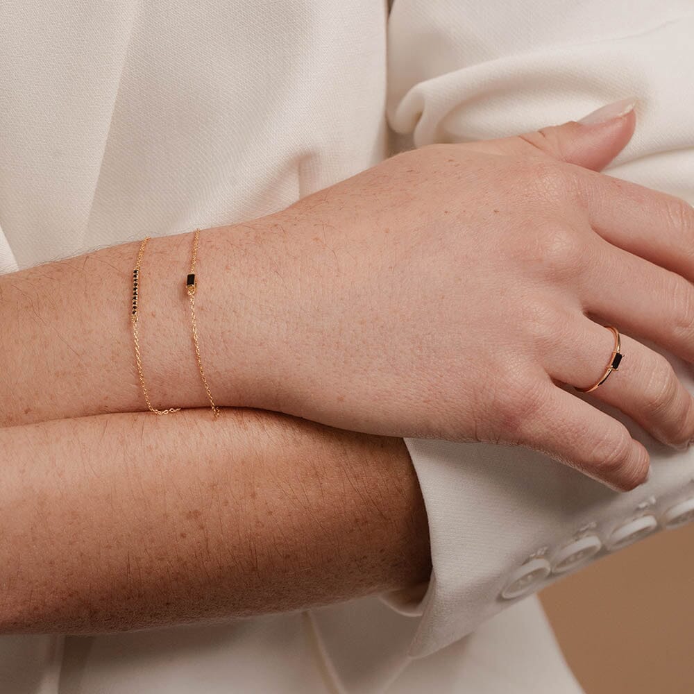 parure de bracelets en diamant noir