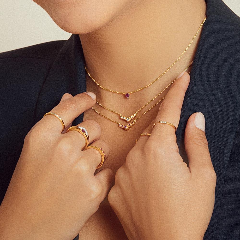 Joyas de rubíes y diamantes engastadas en oro vermeil