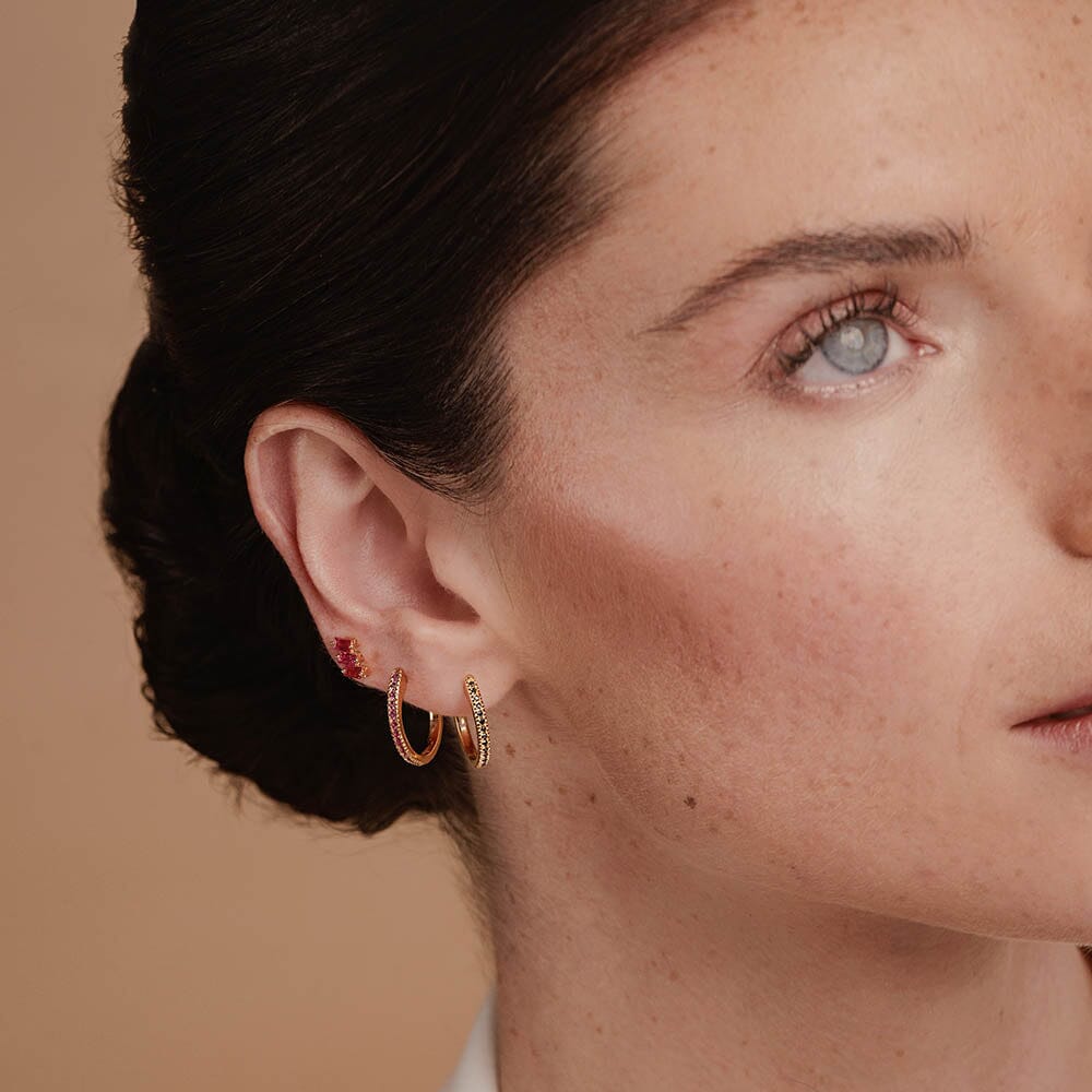 créoles ujala en diamant noir et rubis et boucles d'oreilles baguette rubis